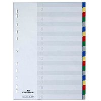 DURABLE Ordnerregister Vollformat blanko blau, gelb, rot, grün, grau 20-teilig, 1 Satz DURABLE Ordnerregister Vollformat blanko blau, gelb, rot, grün, grau 20-teilig, 1 Satz von Durable