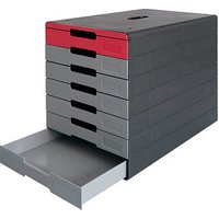 DURABLE Schubladenbox IDEALBOX PLUS  grau/rot 776303, DIN C4 mit 7 Schubladen von Durable