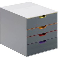 DURABLE Schubladenbox VARICOLOR®  dunkelgrau mit bunten Farblinien 760427, DIN C4 mit 4 Schubladen von Durable