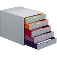 DURABLE Schubladenbox VARICOLOR®  dunkelgrau mit bunten Farblinien 760527, DIN C4 mit 5 Schubladen von Durable