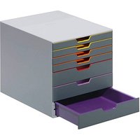 DURABLE Schubladenbox VARICOLOR®  dunkelgrau mit bunten Farblinien 760727, DIN C4 mit 7 Schubladen von Durable