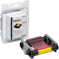 DURABLE YMCKO-Farbband und 100 Plastikkarten (0,76 mm) mehrfarbig Farbband-Set von Durable