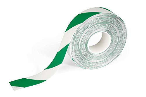 Durable Bodenmarkierungsband Duraline, zweifarbiges Warnklebeband, 50 mm x 0,7 mm x 30 m (B x H x L), grün/weiß, 1726131 von Durable