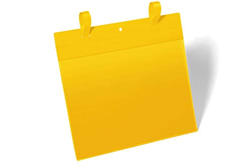 Durable Gitterboxtasche mit Laschen A4 quer, Packung à 50 Stück, Gelb, 175104 von Durable