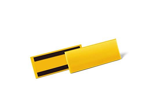Durable Magnetische Etikettentasche, für Etiketten 1/2 A5 quer (210 x 74 mm), Packung à 50 Stück, Gelb, 175704 von Durable