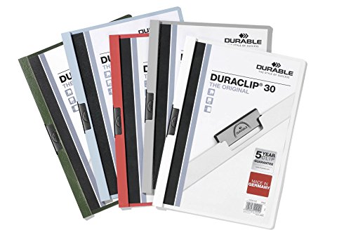 Durable Klemm-Mappe Duraclip Original 30 (für 1-30 Blatt A4), 25 Stück, farbig sortiert, 220000 von Durable
