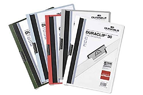 Durable Klemm-Mappe Duraclip Original 30 (für 1-30 Blatt A4), 25 Stück, weiß, 220002 von Durable