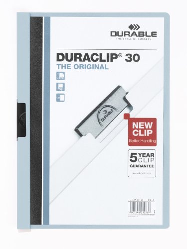 Durable Klemm-Mappe Duraclip Original 30 (für 1-30 Blatt A4), 25 Stück, blau, 220006 von Durable
