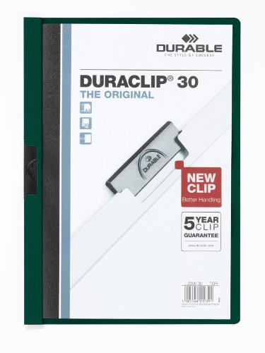 Durable Klemm-Mappe Duraclip Original 30 (für 1-30 Blatt A4), 25 Stück, petrol/dunkelgrün, 220032 von Durable