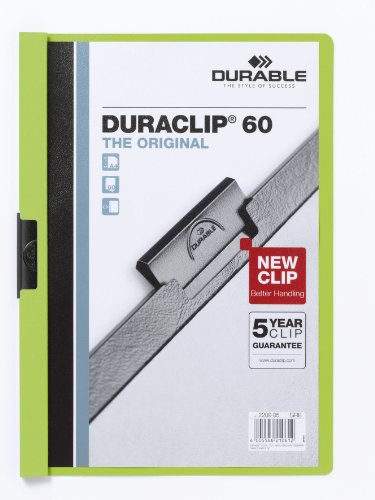 Durable Klemm-Mappe Duraclip Original 60 (für 1-60 Blatt A4), 25 Stück, grün, 220905 von Durable