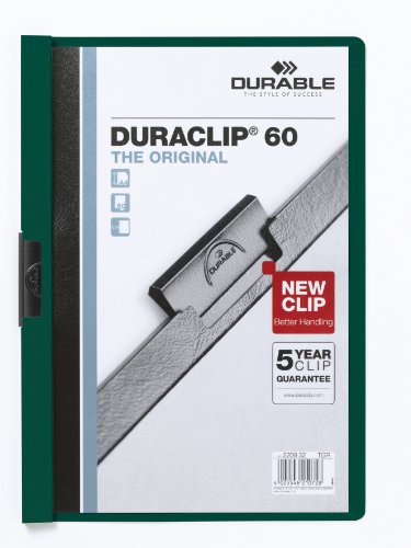 Durable Klemm-Mappe Duraclip Original 60 (für 1-60 Blatt A4), 25 Stück, petrol/dunkelgrün, 220932 von Durable