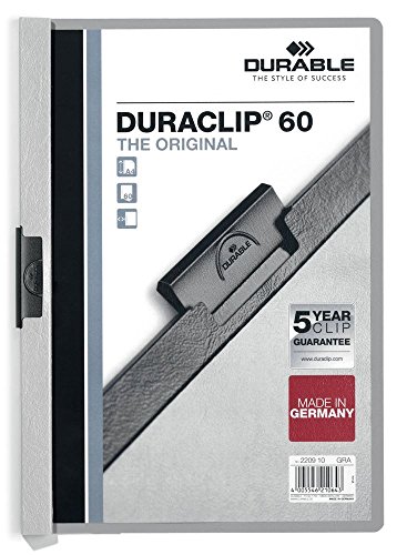 Durable Klemm-Mappe Duraclip Original 60 (für 1-60 Blatt A4), 25 Stück, anthrazit/grau, 220957 von Durable