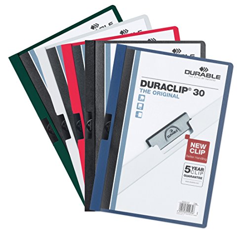 Durable Klemm-Mappe Duraclip 30 SB-Verpackung, Beutel mit 5 Stück, farbig sortiert, 222700 von Durable