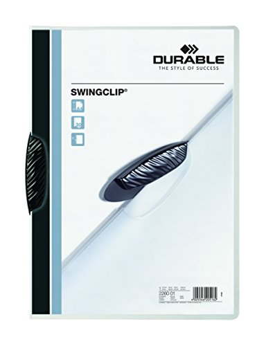 Durable Klemm-Mappe Swingclip, aus PP, bis zu 30 Blatt A4, schwarz, 25er Packung, 226001 von Durable