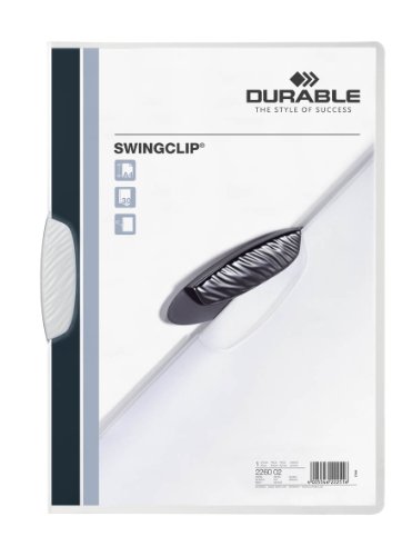 Durable Klemm-Mappe Swingclip aus PP, bis zu 30 Blatt A4, weiß, 25er Packung, 226002 von Durable