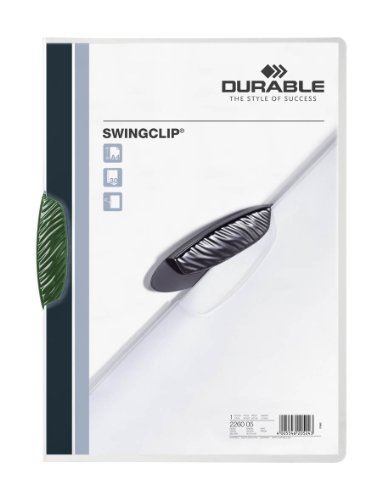 Durable Klemm-Mappe Swingclip aus PP, bis zu 30 Blatt A4, grün, 25er Packung, 226005 von Durable