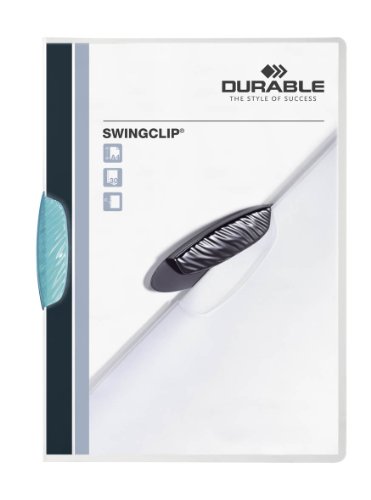 Durable Klemm-Mappe Swingclip aus PP, bis zu 30 Blatt A4, mittelblau, 25er Packung, 226014 von Durable