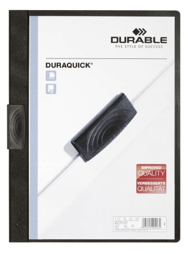 Durable Klemm-Mappe Duraquick Klemmappe, für 1-20 Blatt, 20 Stück, schwarz, 227001 von Durable