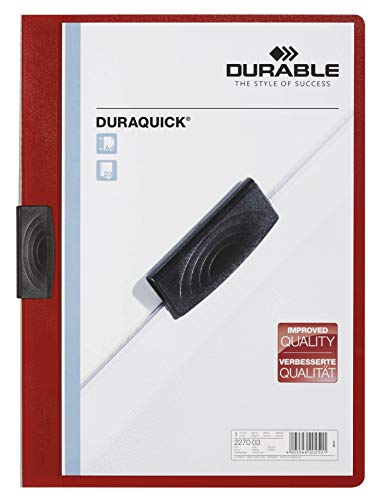 Durable Klemm-Mappe Duraquick Klemmappe für 1-20 Blatt, 20 Stück, rot, 227003 von Durable