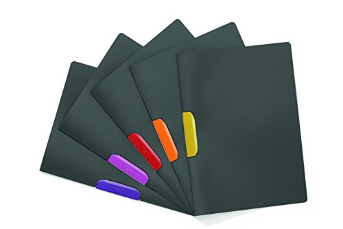 Durable Klemm-Mappe Duraswing Color für 30 Blatt DIN A4, Beutel 5 Stück, anthrazit mit farbiger Klemme, 230400 von Durable