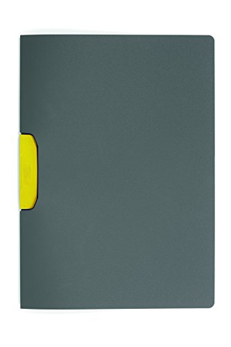 Durable Klemm-Mappe Duraswing Color für 30 Blatt DIN A4, Beutel 5 Stück, anthrazit mit gelber Klemme, 230404 von Durable