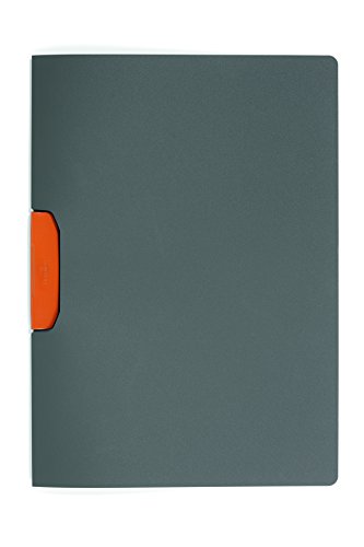 Durable Klemm-Mappe Duraswing Color für 30 Blatt DIN A4, Beutel 5 Stück, anthrazit mit orangener Klemme, 230409 von Durable