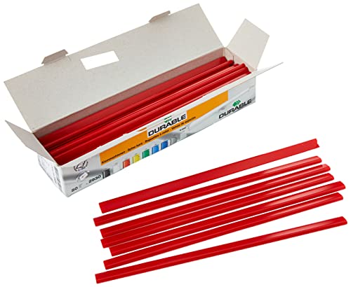 Durable Klemmschiene A4, für circa 30 Blatt, Packung à 50 Stück, rot, 293003 von Durable