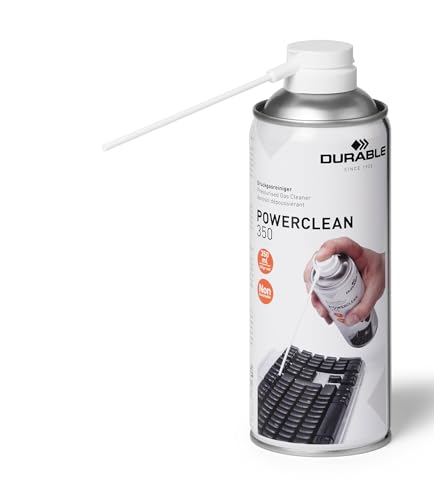 Durable Druckgasreiniger Powerclean 350 (mit praktischem Sprühröhrchen, nicht brennbar) 350 ml, 582919 von Durable