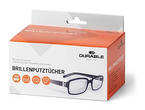 Durable Brillenputztücher, feucht, 100 Stück, 585302 von Durable