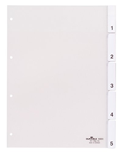 Durable Register A4 mit umschweißten Taben, 5tlg., 1 Stück, transparent, 682019 von Durable