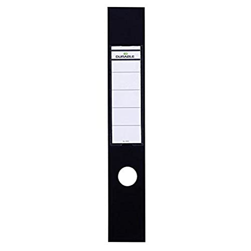 Durable Ordofix Ordnerrückenschilder (selbstklebend, mit Loch) Beutel à 10 Stück, schwarz, 809001 von Durable