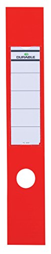Durable Ordofix Ordnerrückenschilder selbstklebend (mit Loch) Beutel à 10 Stück, rot, 809003 von Durable