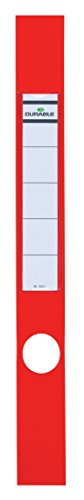Durable Ordofix Ordnerrückenschilder (selbstklebend, mit Loch, dünne Ordner) Beutel à 10 Stück, rot, 809103 von Durable