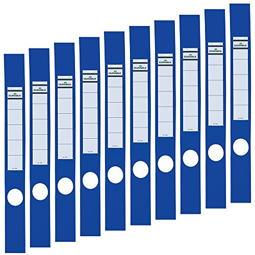 Durable Ordofix Ordnerrückenschilder (selbstklebend, mit Loch, dünne Ordner) Beutel à 10 Stück, blau, 809106 von Durable