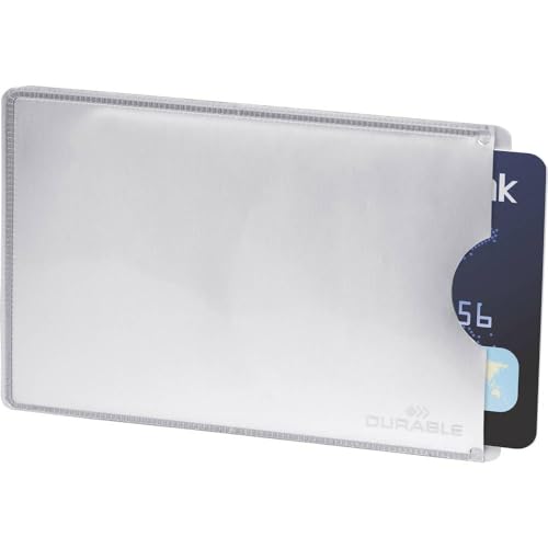 Durable Kreditkartenhülle mit Rfid Schutz, Beutel à 10 Kartenhüllen, silber, 890023 von Durable