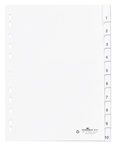Durable Blanko-Register aus PP, mit blanko Taben, 10-teilig, weiß, 644102 von Durable