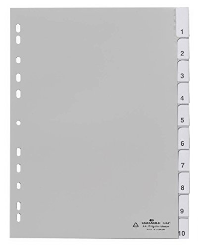 Durable Blanko-Register aus PP (mit blanko Taben) 10-teilig, grau, 644110 von Durable