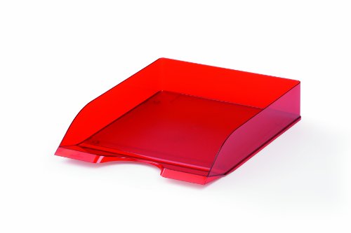 Durable Briefablage BASIC, Briefkorb stapelbar, Polystyrol, DIN A4 bis C4, 253x63x337mm, transparent rot von Durable