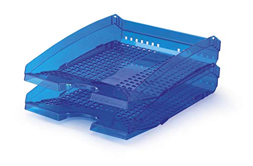 Durable Briefablagen (Trend, für Format DIN A4 bis C4, stapelbar) 6 Stück, blau transparent, 1701626540 von Durable