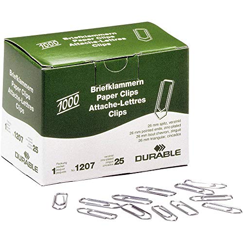 Durable Briefklammern, 26 mm, 1000 Stück, verzinkt, 120725 Durable Briefklammern, 26 mm, 1000 Stück, verzinkt, 120725 von Durable