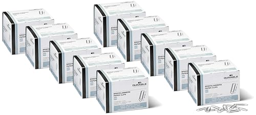 Durable Briefklammern, 32 mm, 1000 Büroklammern, verzinkt, 121125 (verzinkt, 32mm (10 Packungen)) von Durable