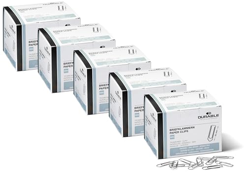 Durable Briefklammern, 32 mm, 1000 Büroklammern, verzinkt, 121125 (verzinkt, 32mm (5 Packungen)) von Durable