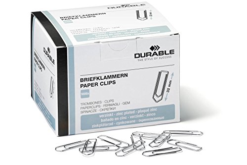 Durable Briefklammern, 32 mm, 1000 Stück, verzinkt, 121125 von Durable