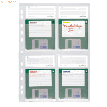 Durable Diskettenhülle A4 f. 4 Disketten 3,5 Zoll Kunststoff A4 transp von Durable