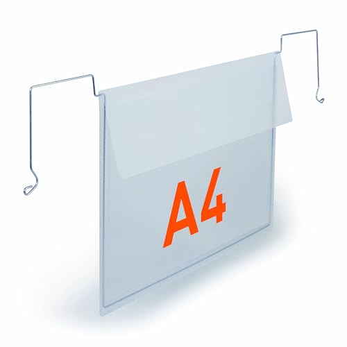 Durable Drahtbügeltasche mit Klappe A4 quer, Etikettenhalter transparent, 50 Stück, 118819 Durable Drahtbügeltasche mit Klappe A4 quer, Etikettenhalter transparent, 50 Stück, 118819 von Durable