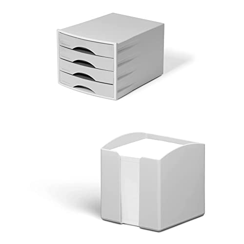 Durable ECO Set grau - 1x Schubladen Box mit 4 Schubladen + 1x Zettelbox, Blauer Engel zertifiziert von Durable