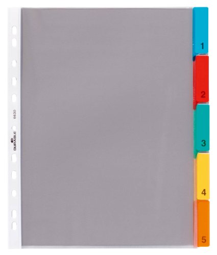 Durable Hüllenregister A4 5-teilig, 1 Stück, transparent mit bunten Taben, 663019 Durable Hüllenregister A4 5-teilig, 1 Stück, transparent mit bunten Taben, 663019 von Durable