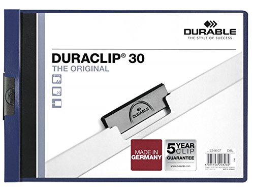 Durable Hunke & Jochheim Klemm-Mappe (Duraclip 30 Querformat, Hartfolie) 30 Blatt transparent/dunkelblau von Durable