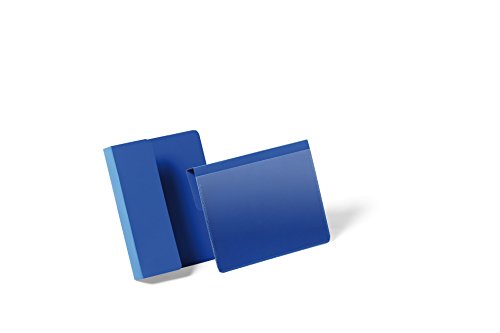 Durable Kennzeichnungstasche mit Falz, für Etiketten und Dokumente in A6 quer, Packung à 50 Stück, dunkelblau, 172107 von Durable