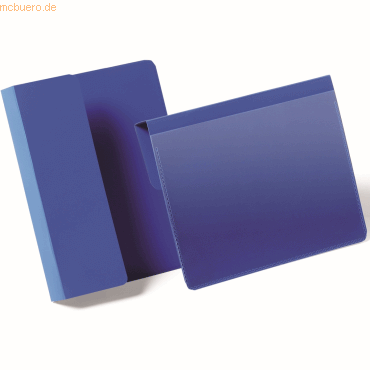 Durable Kennzeichnungstasche mit Falz A6 quer blau VE=50 Stück von Durable